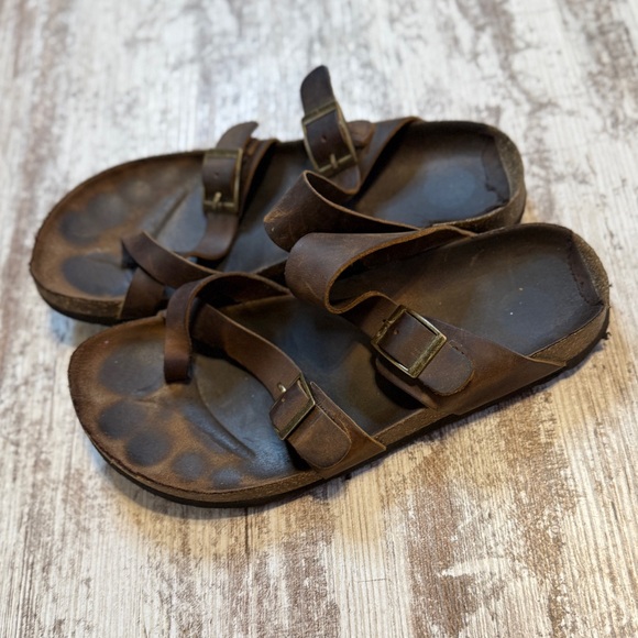 Birkenstock Dark Brown Leather Sandals - Picture 1 of 6